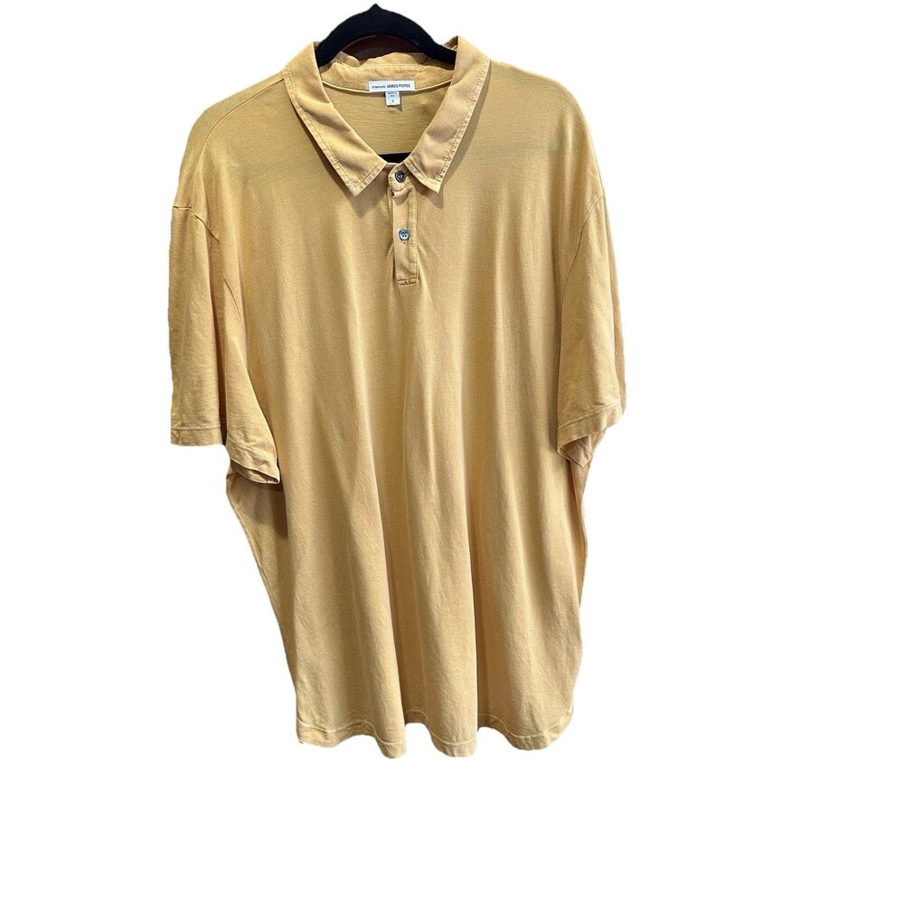 James Perse Polo Shirt Men's 5 Yellow Standard Preppy Casual USA Cotton